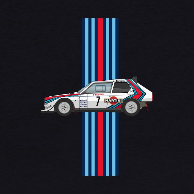 Lancia Delta S2 - Martini Racing Rally Car Illustration by Burro Wheel